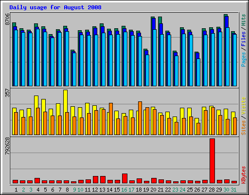 Daily usage for August 2008