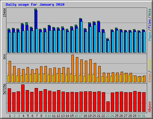 Daily usage for January 2010
