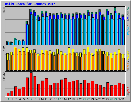 Daily usage for January 2017