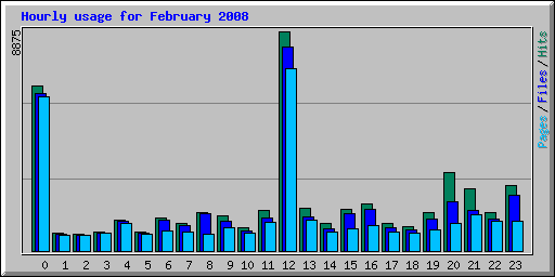 Hourly usage for February 2008