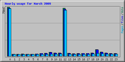 Hourly usage for March 2009